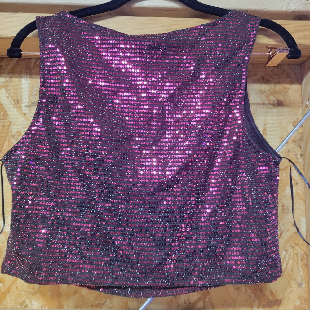 Sincerely Jules NWT Pink Sequin Sleeveless Top Size Large - Picture 2 of 4